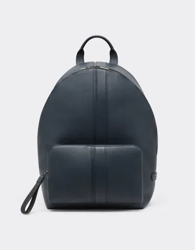 Ferrari Rucksack In Tumbled Leather In Navy