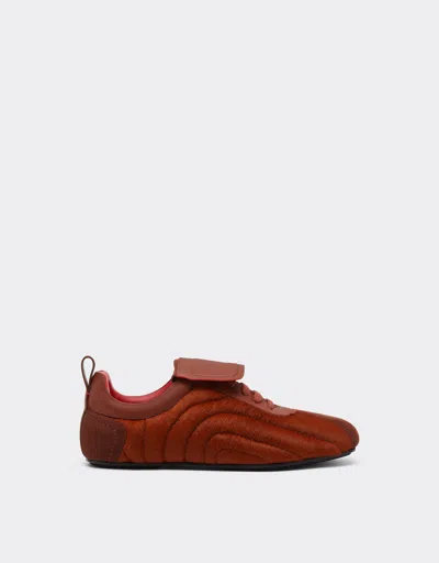 Ferrari Running Trainers In Leather, Suede And Cowhide In Brown