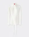 Ferrari Satin Shirt With Micro-stripe Pattern In White