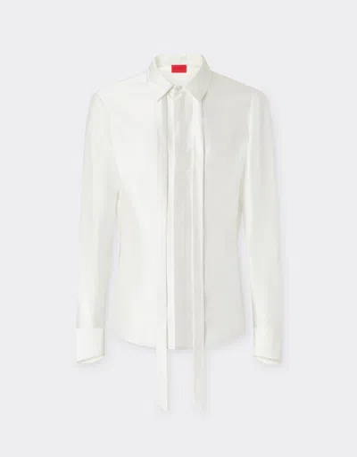 Ferrari Satin Shirt With Micro-stripe Pattern In White
