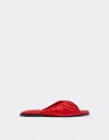 Ferrari Satin Sliders With Gathered Motif In Rosso Dino