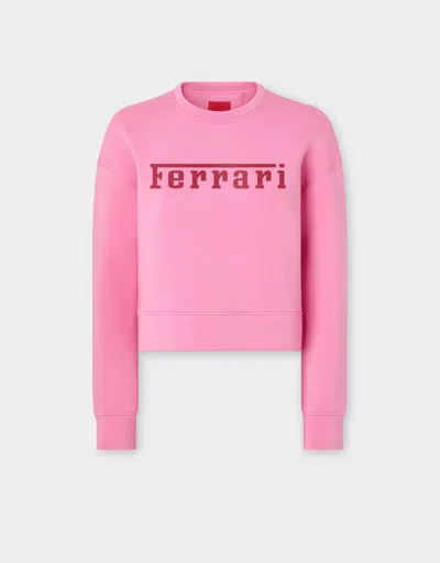 Ferrari Scuba Jersey Sweatshirt With  Logo Print In Pink