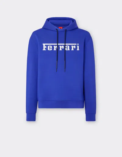 Ferrari Kids'  Scuba Knit Sweatshirt With Contrast  Logo In Antique Blue