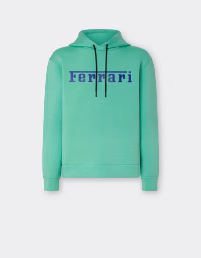 Ferrari Scuba Knit Sweatshirt With Contrast  Logo In Aquamarine