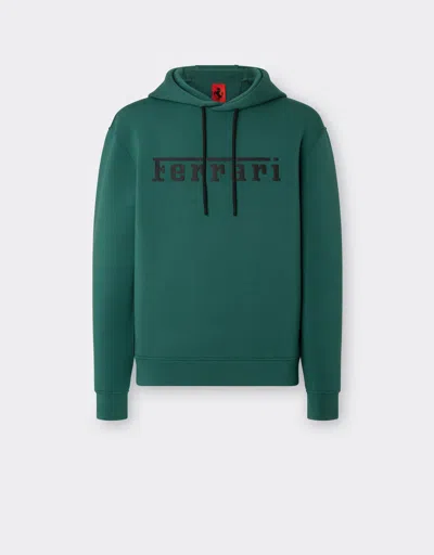 Ferrari Scuba Knit Sweatshirt With Contrast  Logo In Ficus Green