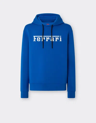 Ferrari Scuba Knit Sweatshirt With Contrast  Logo In Klein Blue