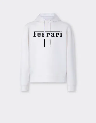 Ferrari Scuba Knit Sweatshirt With Contrast  Logo In Optical White