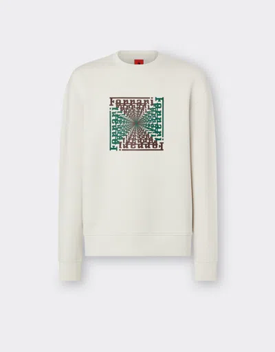 Ferrari Scuba Sweatshirt With  Cube Print In Ivory