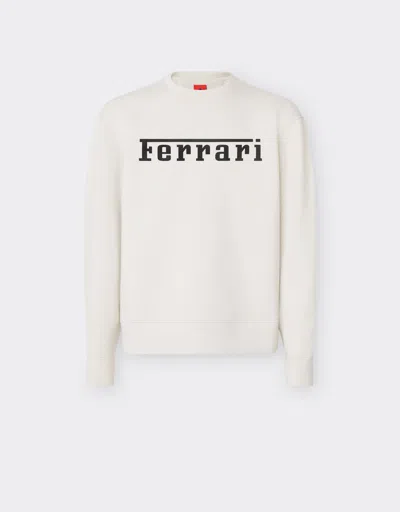 Ferrari Scuba Sweatshirt With  Logo In Ecru