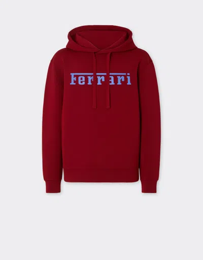 Ferrari Scuba Sweatshirt With  Logo Print In Burgundy
