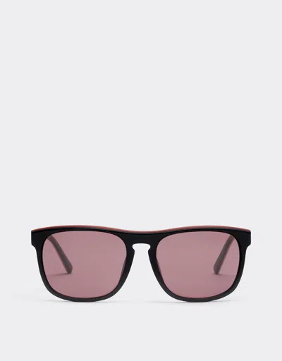 Ferrari Scuderia  0fz6020 Sunglasses In Shiny Black Acetate With Exclusive Contrast Pro™ Lens In Blue