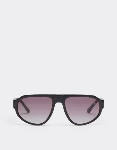 Ferrari Scuderia  0fz6027 Sunglasses In Havana And Burgundy Acetate With Gradient Red Lenses. In Black