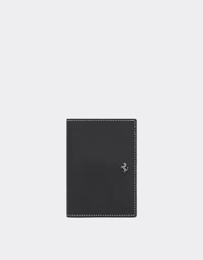 Ferrari Second Life Passport Holder In Leather In Black