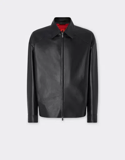 Ferrari Shacket In Nappa Leather In Black