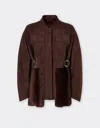 Ferrari Shearling Caban With 7x7 Check Pattern In Brown