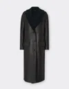 Ferrari Shearling Coat In Dark Brown