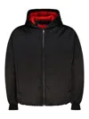 Ferrari Shiny Fabric Bomber Jacket With Hood In Black