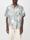 Ferrari Short-sleeved Silk Shirt With Camp Collar In Gray