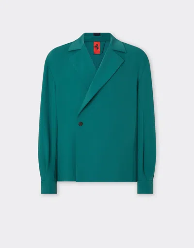 Ferrari Shirt In Recycled Satin In Green