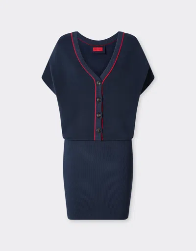 Ferrari Short Knit Dress In Q-cycle® In Blue