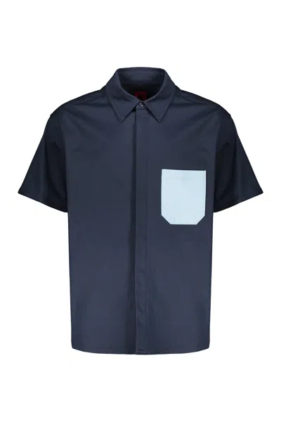 Ferrari Short Sleeve Cotton Shirt In Blue