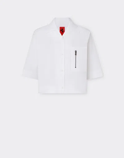 Ferrari Kids'  Short-sleeved Cotton Shirt In Optical White
