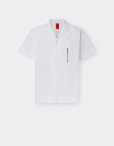 Ferrari Short-sleeved Cotton Shirt In Optical White