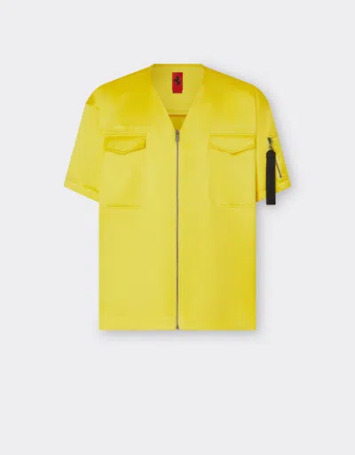 Ferrari Short-sleeved Shirt In Eco-nylon Fabric In Giallo Modena