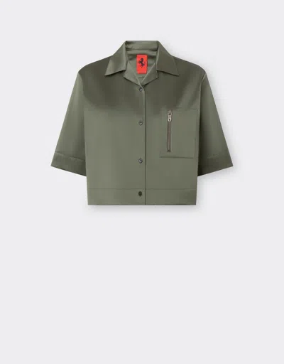 Ferrari Short-sleeved Shirt In Eco-nylon Fabric In Ingrid
