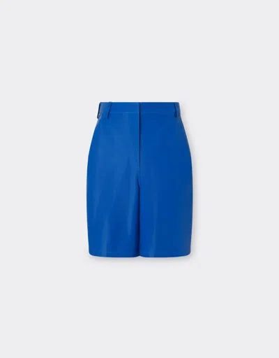 Ferrari Short Trousers In Liquid Leather In Blue
