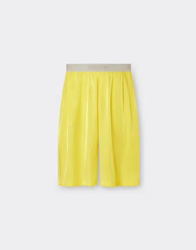 Ferrari Short Trousers In Shiny Viscose In Yellow