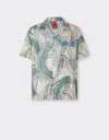 Ferrari Silk Shirt With Brushed Print In Ecru