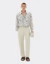 Ferrari Silk Shirt With Cavallino Print In Ecru