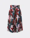 Ferrari Silk Skirt With Color Block Cavallino Print In Blue