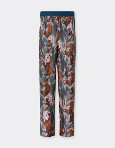 Ferrari Silk Trousers With Cavallino Ikat Print