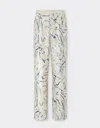 Ferrari Silk Trousers With Cavallino Print In Ecru