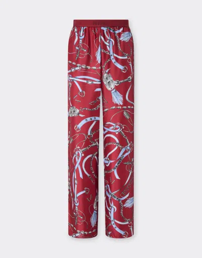 Ferrari Silk Trousers With  Closet Print In Brown