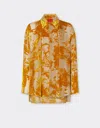 Ferrari Silk Velvet Shirt With Dévoré Print In Gold