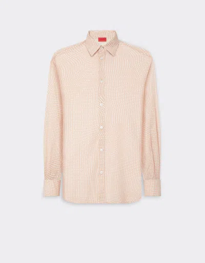 Ferrari Silk Voile Shirt With Cavallino Dots Print In Brown