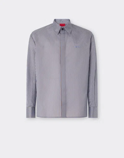 Ferrari Silk-blend Barré Shirt With Embroidery In Blue
