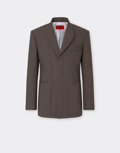 Ferrari Single-breasted Crepe Blazer In Mocha