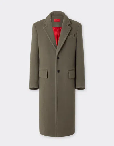 Ferrari Single-breasted Double-faced Wool Coat In Mimetico
