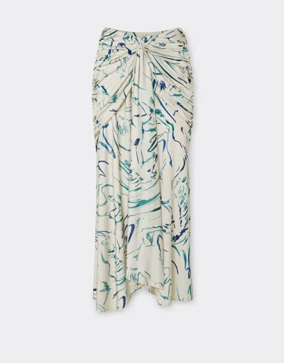 Ferrari Skirt In Viscose Fabric With Cavallino Print In Ecru