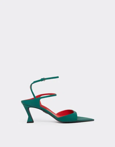 Ferrari Slingback Sandals In Rubberised Leather In Ficus Green