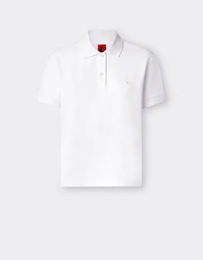 Ferrari Solid-colour Piqué Polo Shirt In Optical White