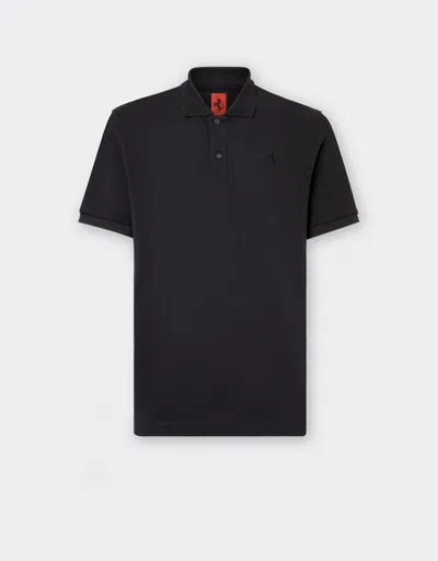 Ferrari Polo Shirt In Black Cotton