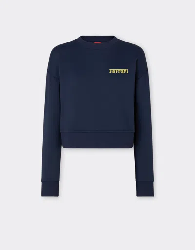 Ferrari Solid-colour Sweatshirt With  Logo In Navy