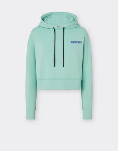 Ferrari Solid-colour Sweatshirt With Hood In Aquamarine