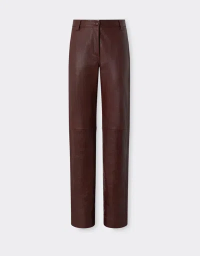 Ferrari Straight-leg Leather Trousers In Red Brown
