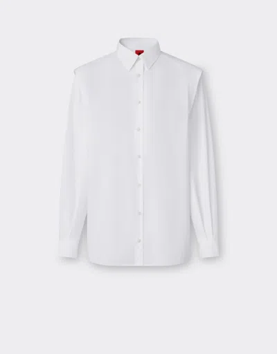 Ferrari Stretch Cotton Shirt With 3d Taping In Optical White